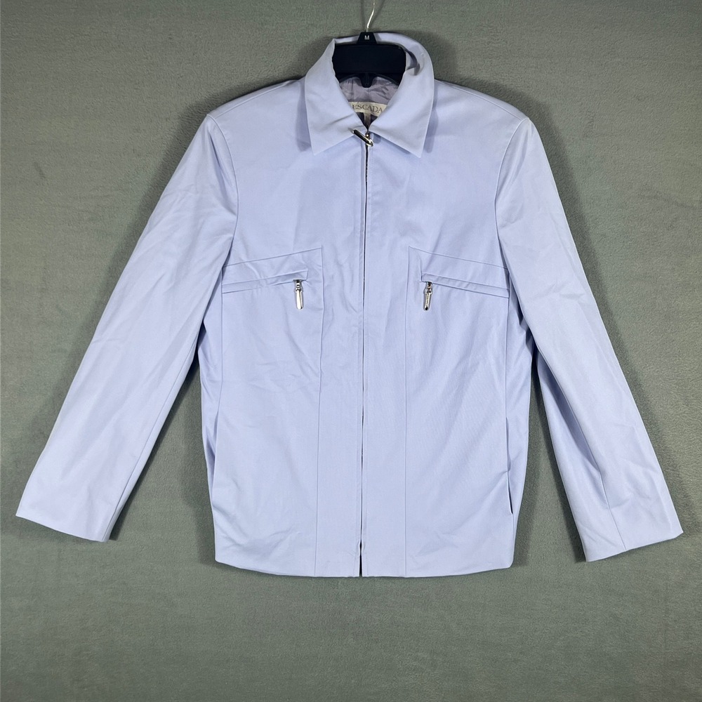 Escada Womens Jacket Light Blue Full Zip Long Sleeve Logo Pulls Vintage Y2K